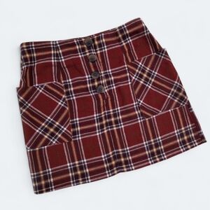 Lumiere Plaid Mini Skirt Women's Small Button Front